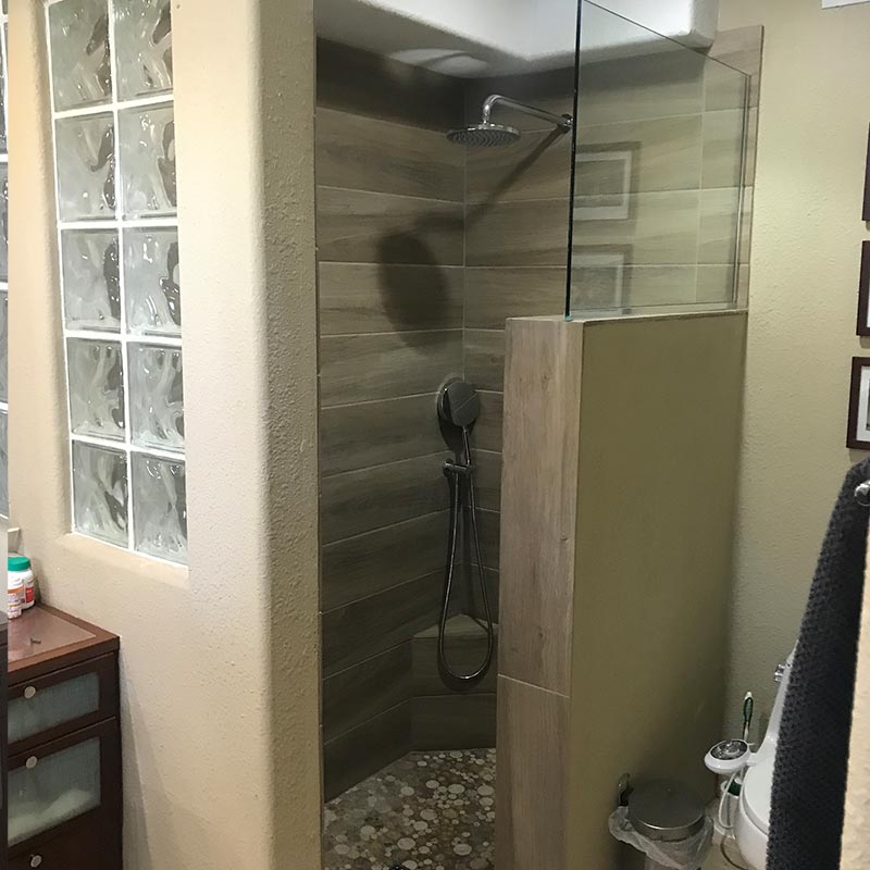 after photo of walk in shower remodel
